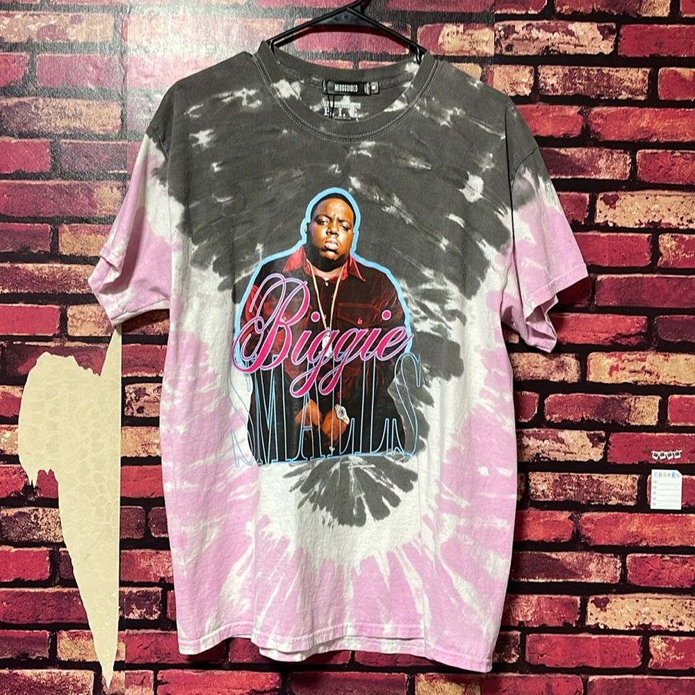 Missguided biggie small the notorious B.I.G tie dye shirt size medium pink